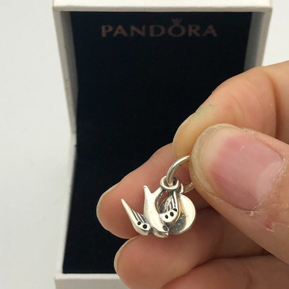 ✨🔥Pandora Sparkling Swallow & Quote Double Dangle Charm "Time to fly" Pendant - Picture 4 of 7